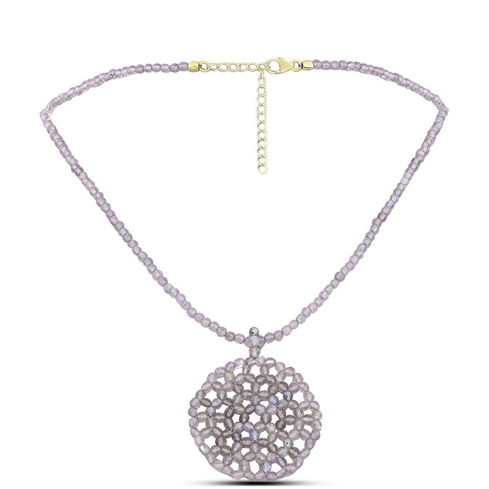 Colier din Argint 925 Placat cu Aur ( 0.89 grame ) cu Labradorit 45.57 Carate 1 