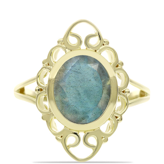 Inel din Argint 925 Placat cu Aur ( 3.17 grame ) cu Labradorit 2.55 Carate