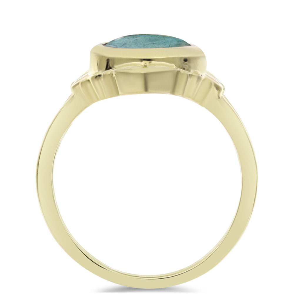 Inel din Argint 925 Placat cu Aur ( 3.17 grame ) cu Labradorit 2.55 Carate