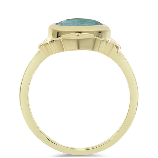 Inel din Argint 925 Placat cu Aur ( 3.17 grame ) cu Labradorit 2.55 Carate