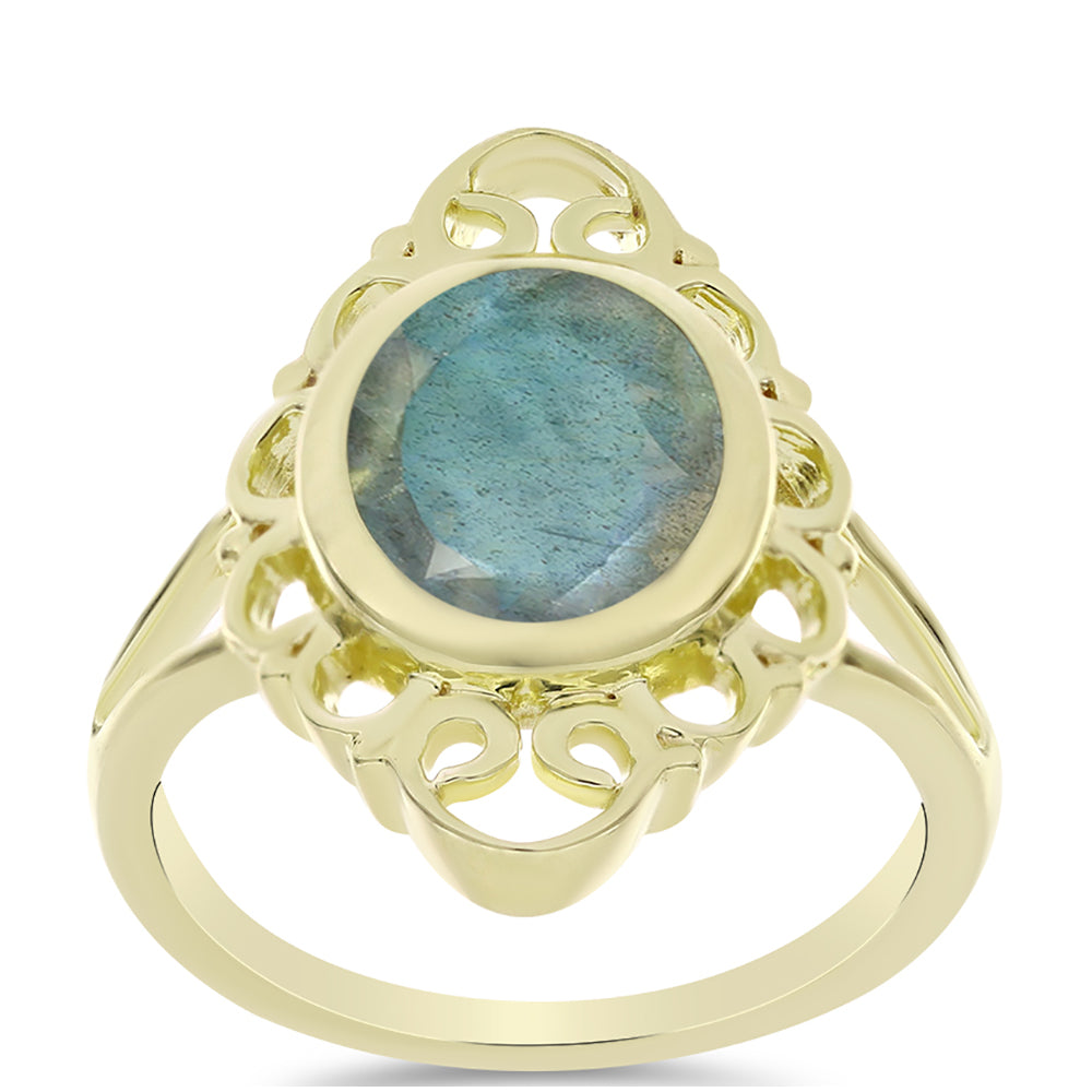 Inel din Argint 925 Placat cu Aur ( 3.17 grame ) cu Labradorit 2.55 Carate