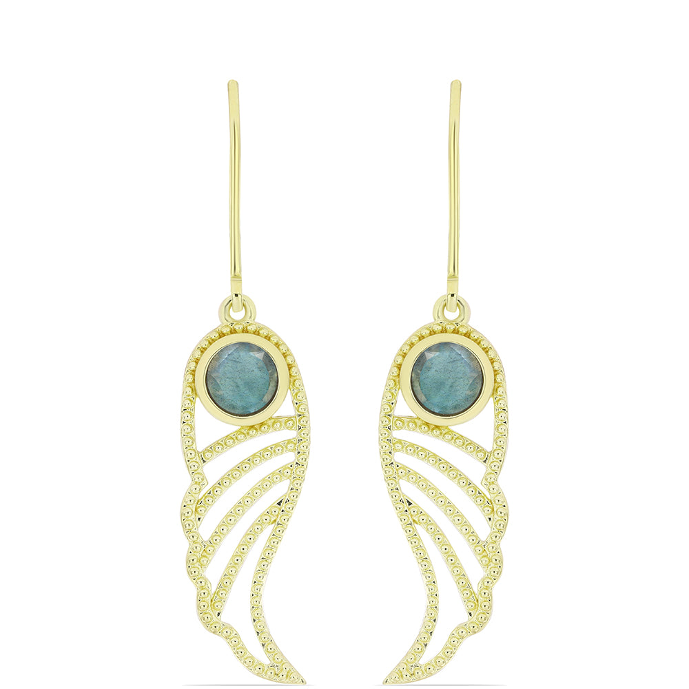 Cercei din Argint 925 Placat cu Aur ( 3.5 grame ) cu Labradorit 1.11 Carate 1 