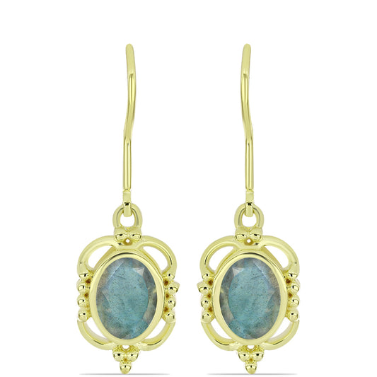 Cercei din Argint 925 Placat cu Aur ( 3.02 grame ) cu Labradorit 1.63 Carate