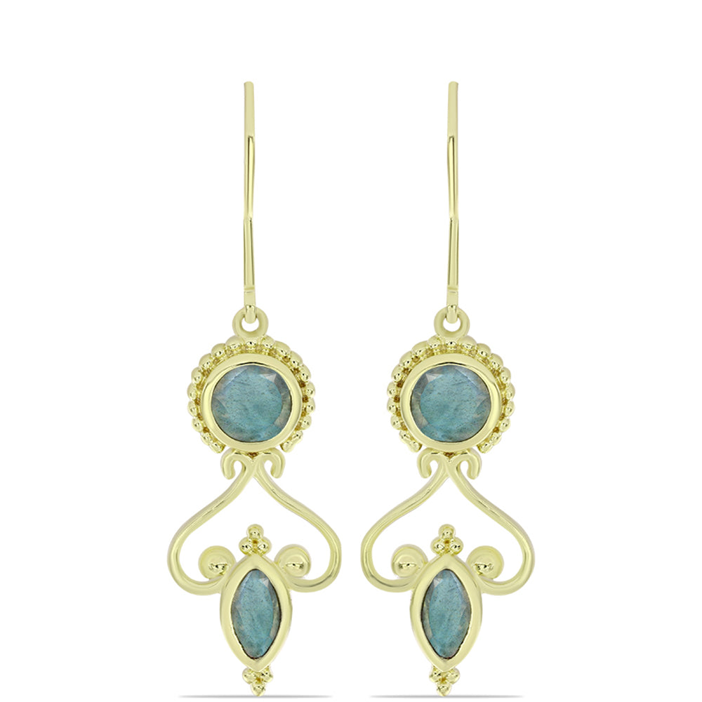 Cercei din Argint 925 Placat cu Aur ( 3.55 grame ) cu Labradorit 1.59 Carate