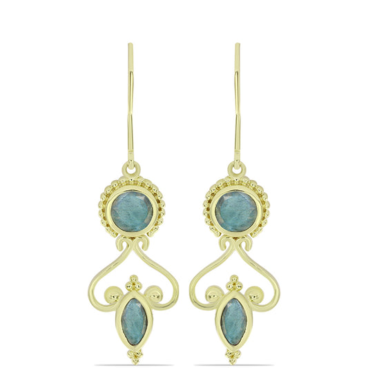 Cercei din Argint 925 Placat cu Aur ( 3.55 grame ) cu Labradorit 1.59 Carate