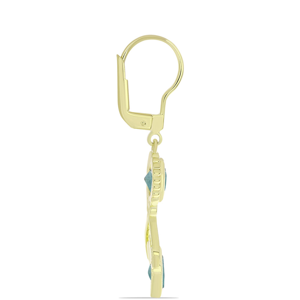 Cercei din Argint 925 Placat cu Aur ( 3.55 grame ) cu Labradorit 1.59 Carate 2 