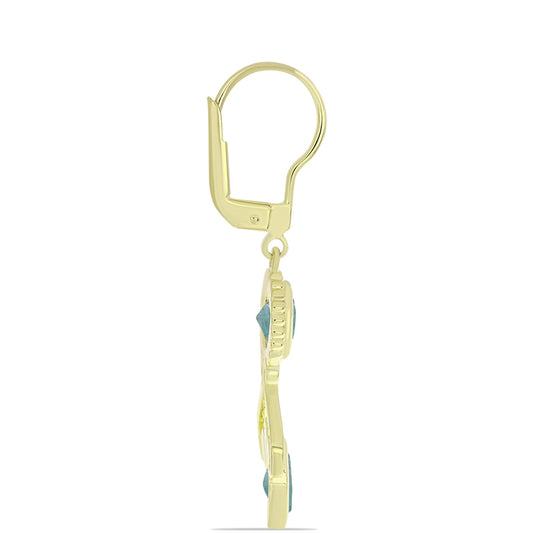 Cercei din Argint 925 Placat cu Aur ( 3.55 grame ) cu Labradorit 1.59 Carate