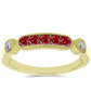 Inel din Argint 925 Placat cu Aur ( 2.19 grame ) cu Moissanite Roșu Majestic și Topaz Alb 0.46 Carate