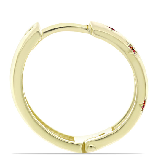 Cercei din Argint 925 Placat cu Aur ( 6.08 grame ) cu Moissanite Roșu Majestic 0.11 Carate