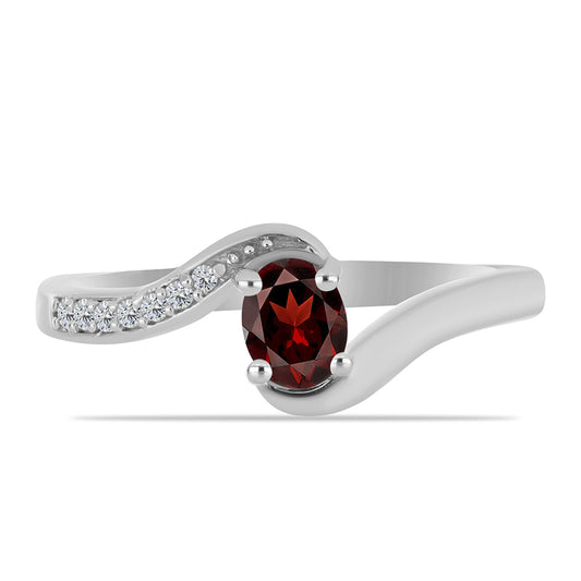 Inel din Argint 925 ( 1.96 grame ) cu Granat Barton și Topaz Alb 0.47 Carate