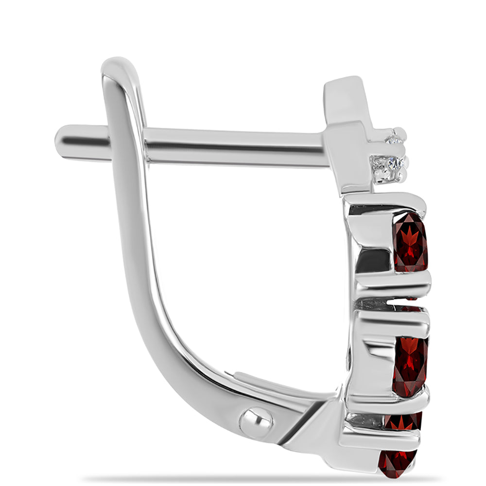 Cercei din Argint 925 ( 2.98 grame ) cu Granat Barton și Topaz Alb 1.5 Carate 2 