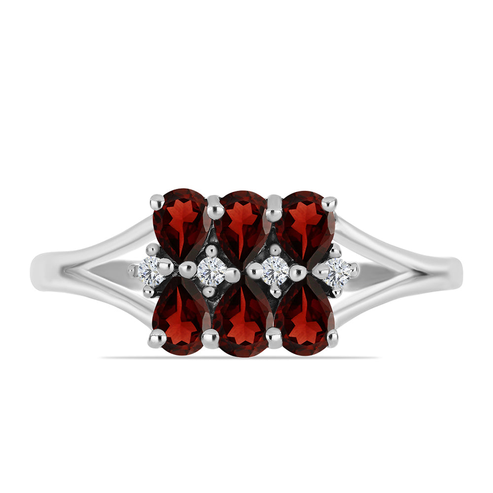 Inel din Argint 925 ( 2.43 grame ) cu Granat Barton și Topaz Alb 1.47 Carate