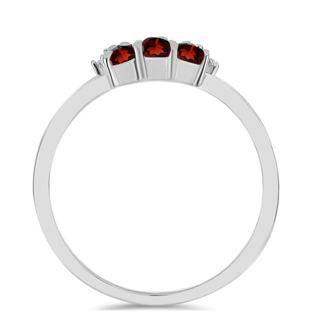 Inel din Argint 925 ( 2.43 grame ) cu Granat Barton și Topaz Alb 1.47 Carate