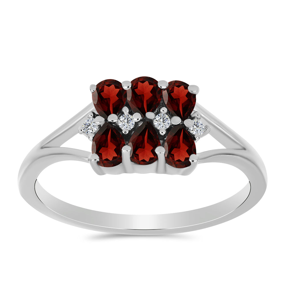 Inel din Argint 925 ( 2.43 grame ) cu Granat Barton și Topaz Alb 1.47 Carate 3 