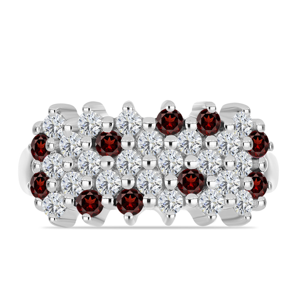 Inel din Argint 925 ( 2.78 grame ) cu Granat Barton și Topaz Alb 1.34 Carate