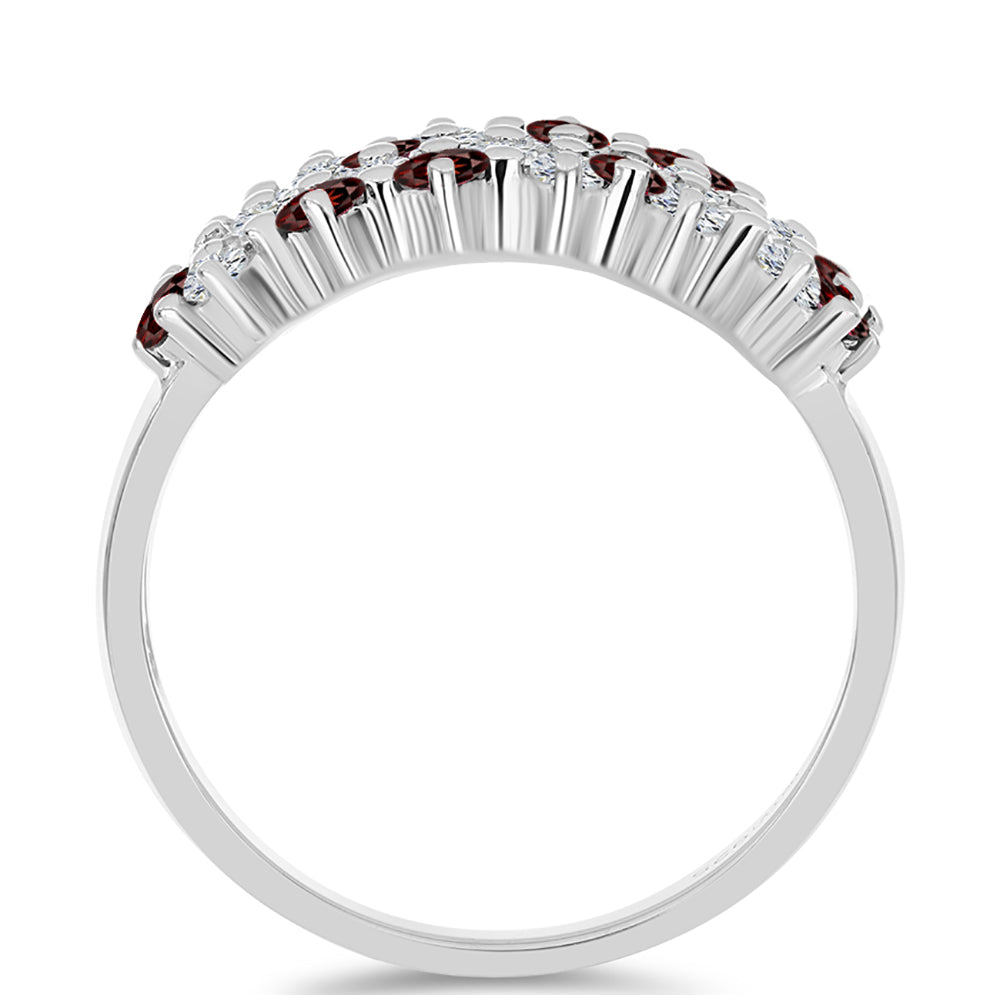 Inel din Argint 925 ( 2.78 grame ) cu Granat Barton și Topaz Alb 1.34 Carate 4 