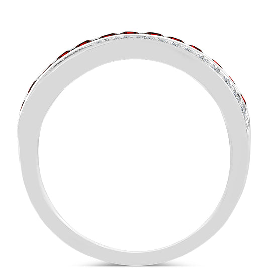 Inel din Argint 925 ( 3.56 grame ) cu Granat Barton și Topaz Alb 1.12 Carate