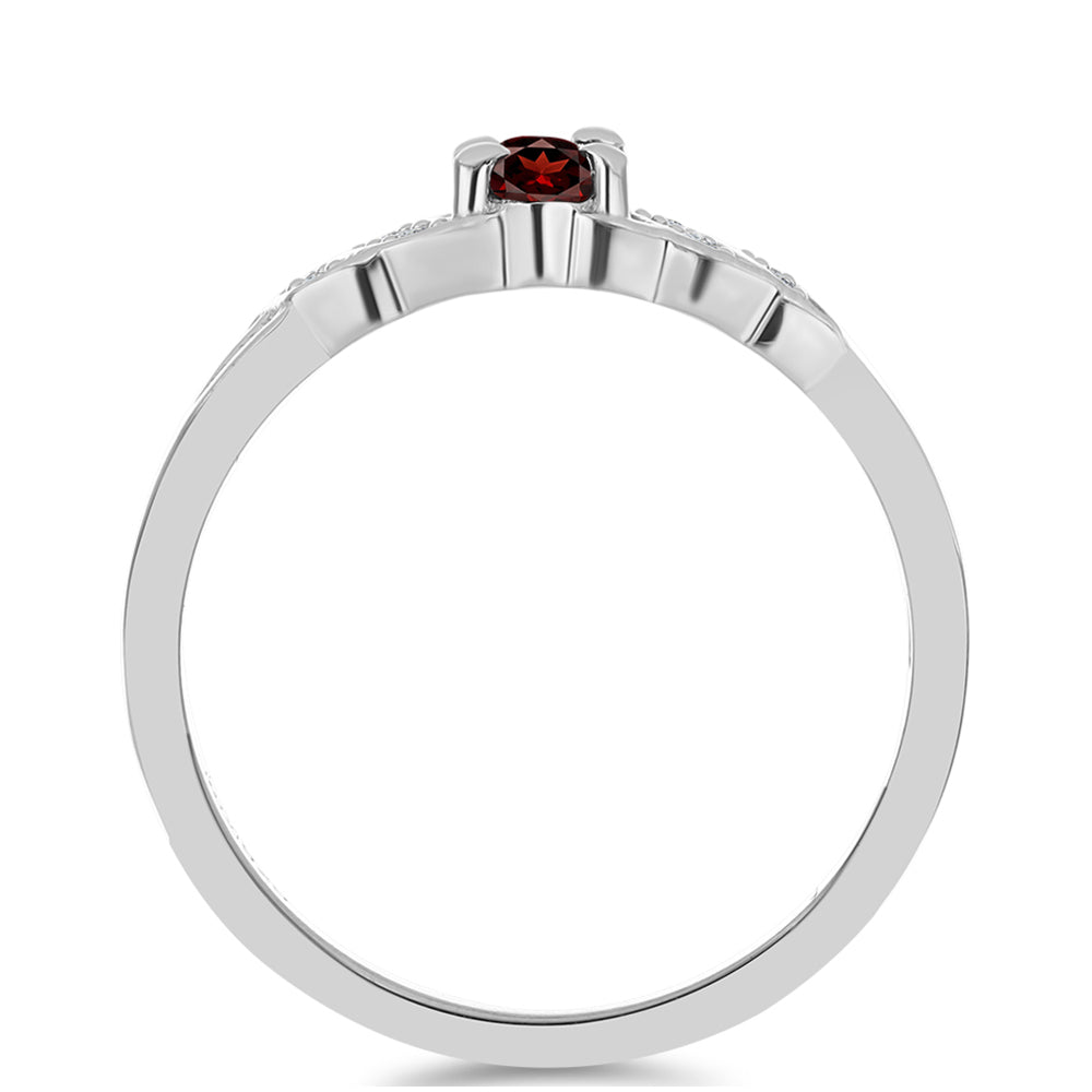 Inel din Argint 925 ( 2.21 grame ) cu Granat Barton și Topaz Alb 0.38 Carate 2 