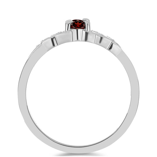 Inel din Argint 925 ( 2.21 grame ) cu Granat Barton și Topaz Alb 0.38 Carate