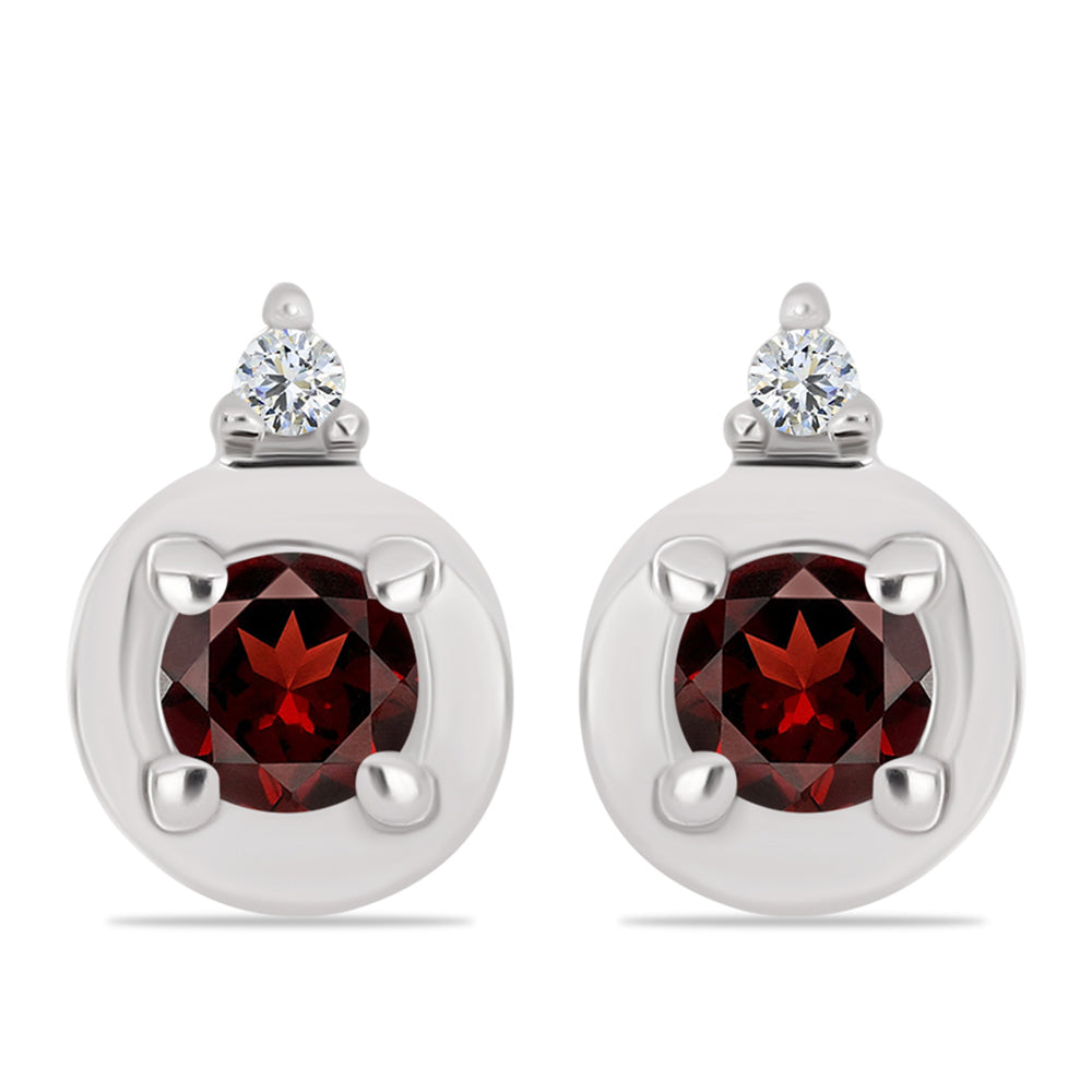 Cercei din Argint 925 ( 1.06 grame ) cu Granat Barton și Topaz Alb 0.28 Carate