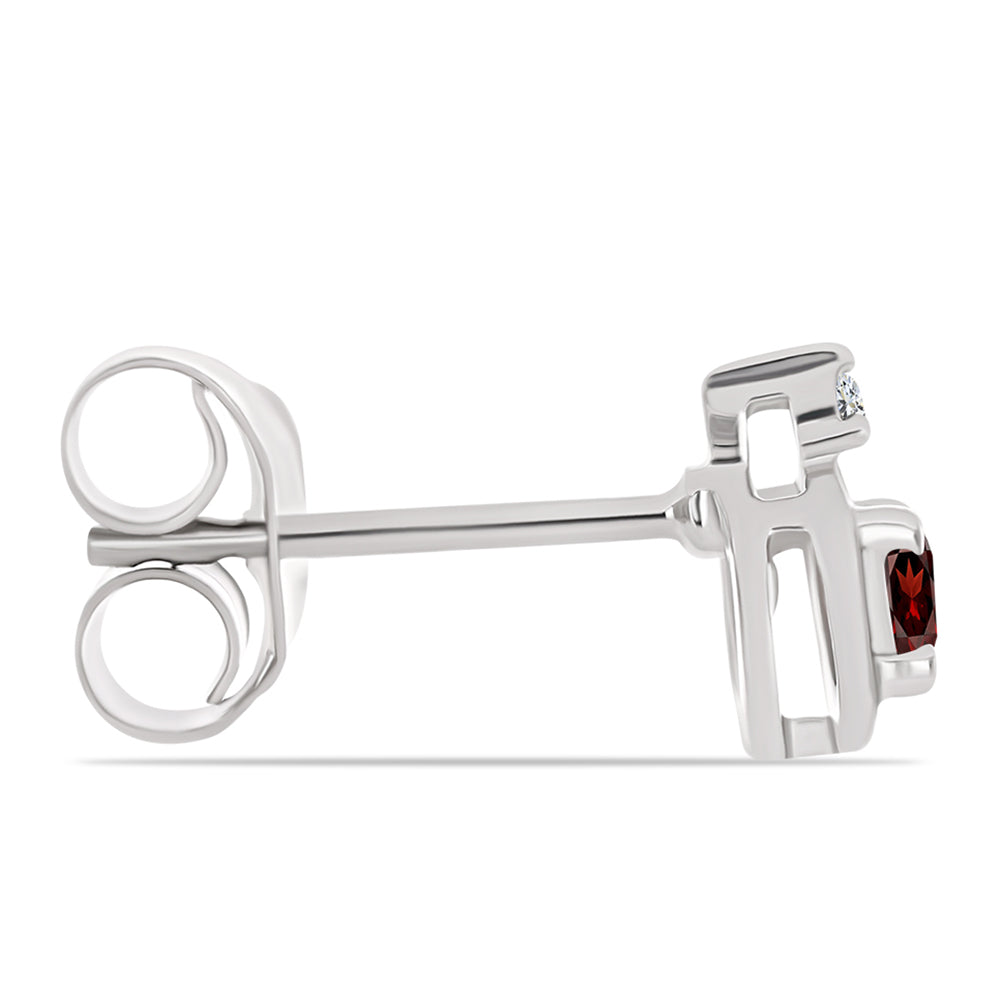 Cercei din Argint 925 ( 1.06 grame ) cu Granat Barton și Topaz Alb 0.28 Carate 2 