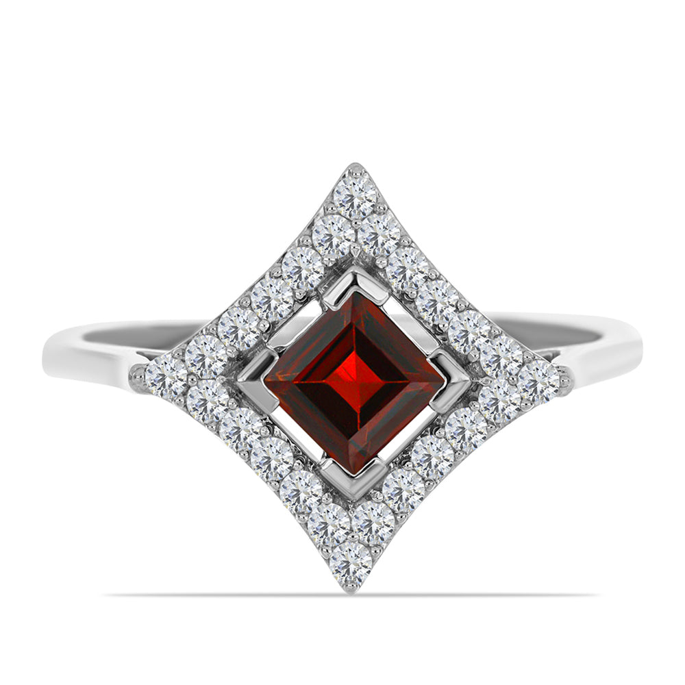 Inel din Argint 925 ( 2.11 grame ) cu Granat Barton și Topaz Alb 1.2 Carate 1 