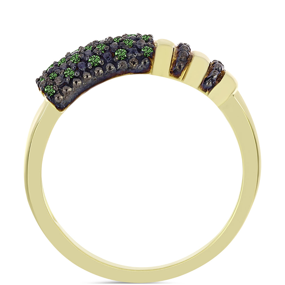 Inel din Argint 925 Placat cu Aur ( 3.58 grame ) cu Diamant Verde 0.2 Carate 2 