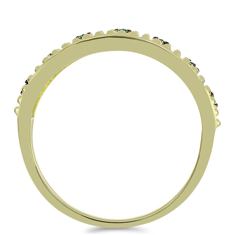 Inel din Argint 925 Placat cu Aur ( 3.61 grame ) cu Diamant Verde 0.05 Carate