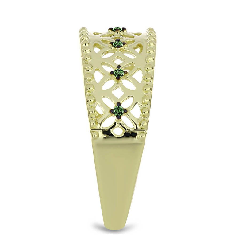 Inel din Argint 925 Placat cu Aur ( 3.61 grame ) cu Diamant Verde 0.05 Carate 4 