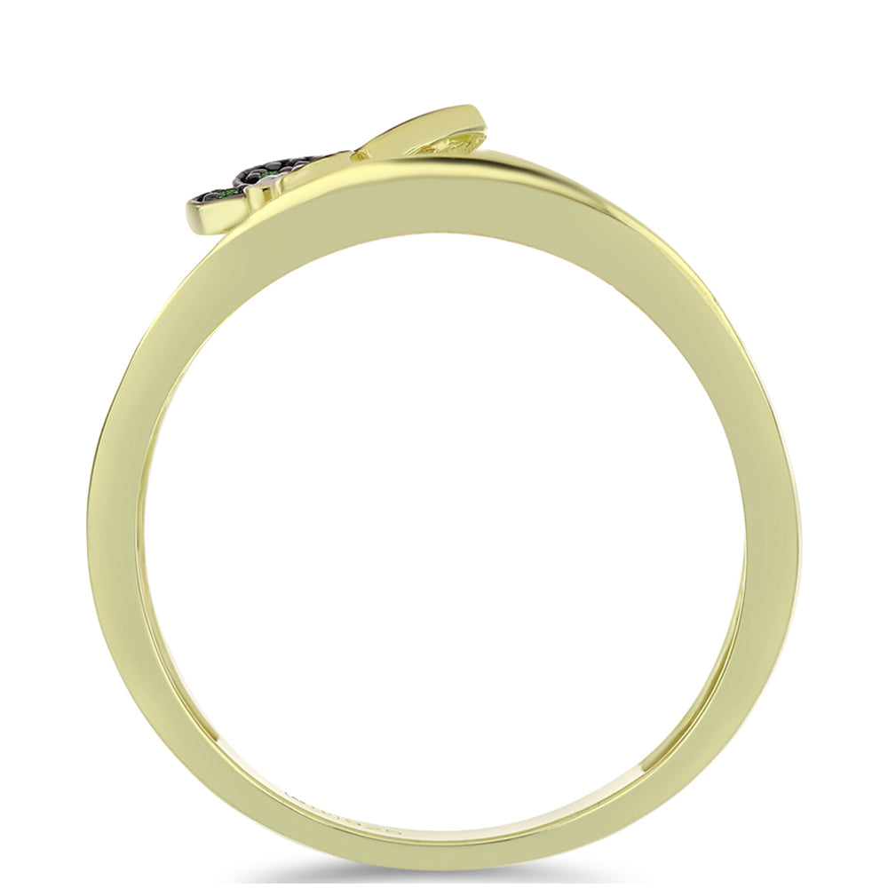 Inel din Argint 925 Placat cu Aur ( 4.47 grame ) cu Diamant Verde și Diamant Alb 0.08 Carate