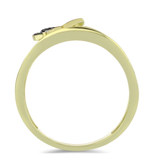 Inel din Argint 925 Placat cu Aur ( 4.47 grame ) cu Diamant Verde și Diamant Alb 0.08 Carate