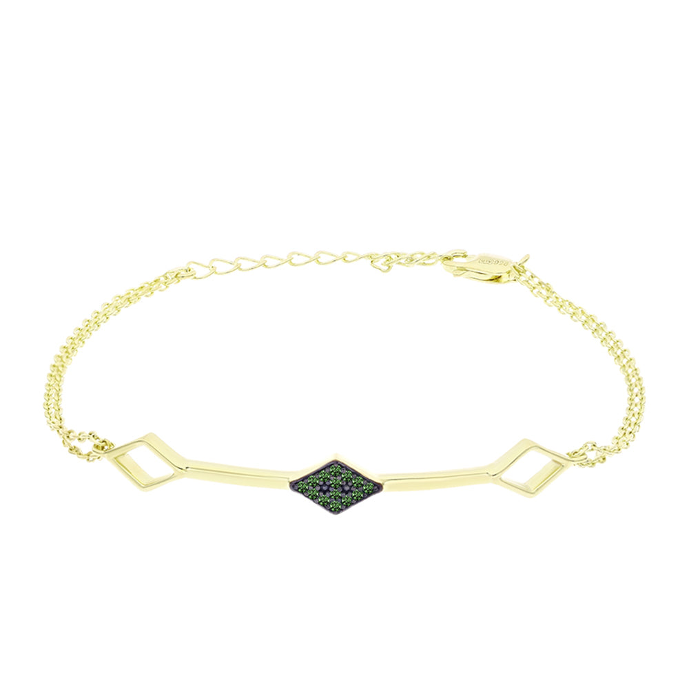 Brățară din Argint 925 Placat cu Aur ( 3.64 grame ) cu Diamant Verde 0.1 Carate 1 