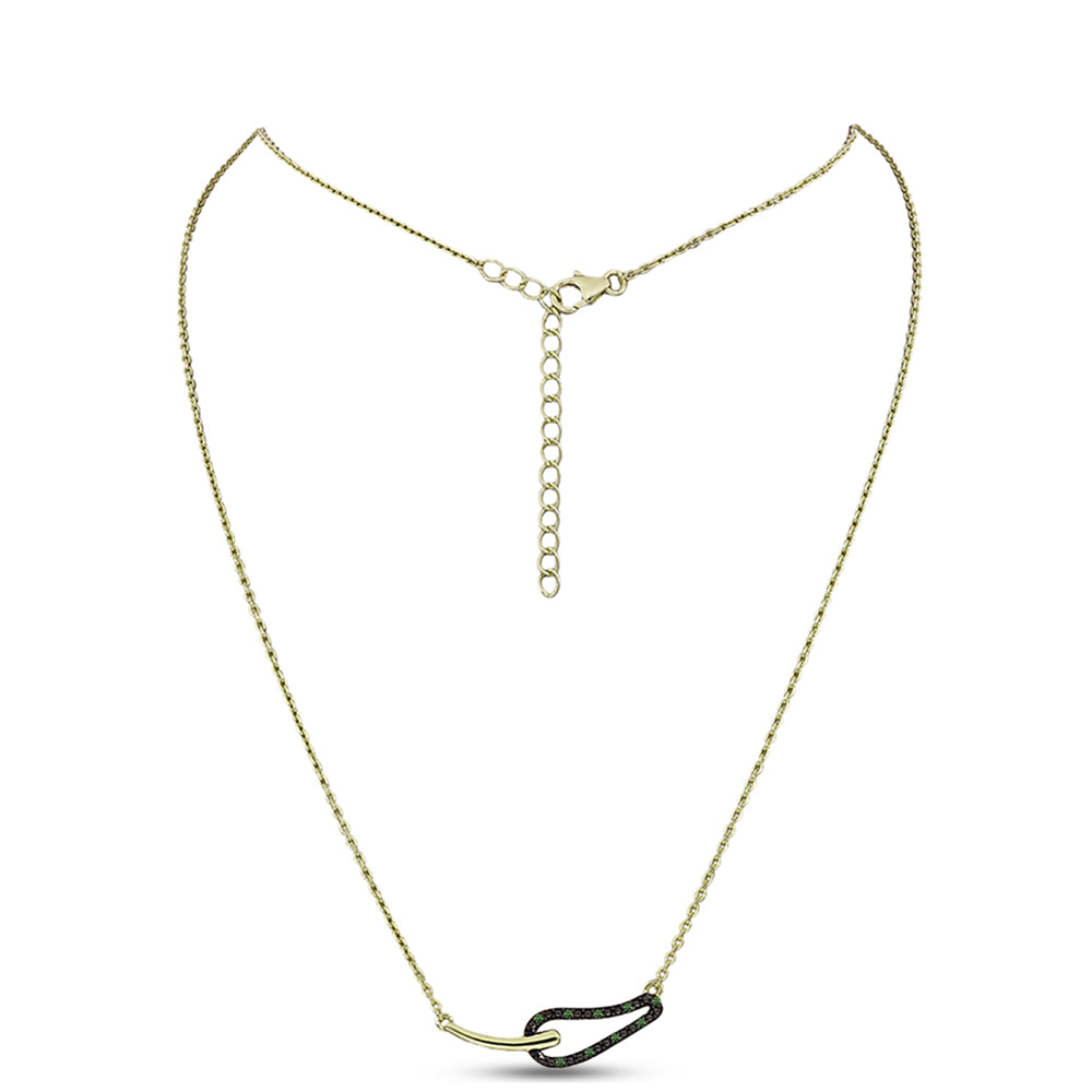 Colier din Argint 925 Placat cu Aur ( 3.74 grame ) cu Diamant Verde 0.06 Carate