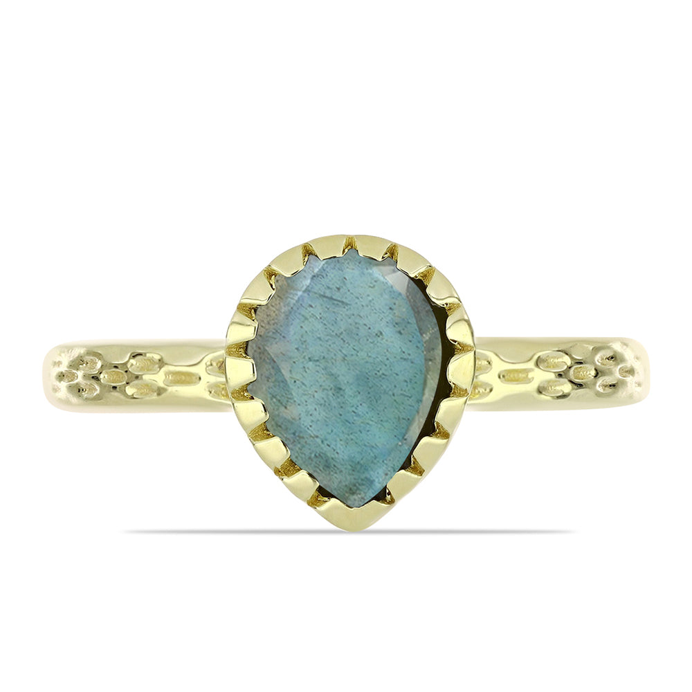 Inel din Argint 925 Placat cu Aur ( 2.47 grame ) cu Labradorit 1.12 Carate