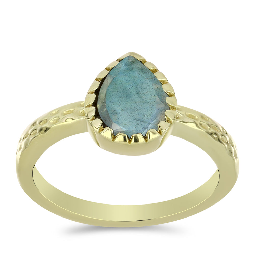 Inel din Argint 925 Placat cu Aur ( 2.47 grame ) cu Labradorit 1.12 Carate 3 