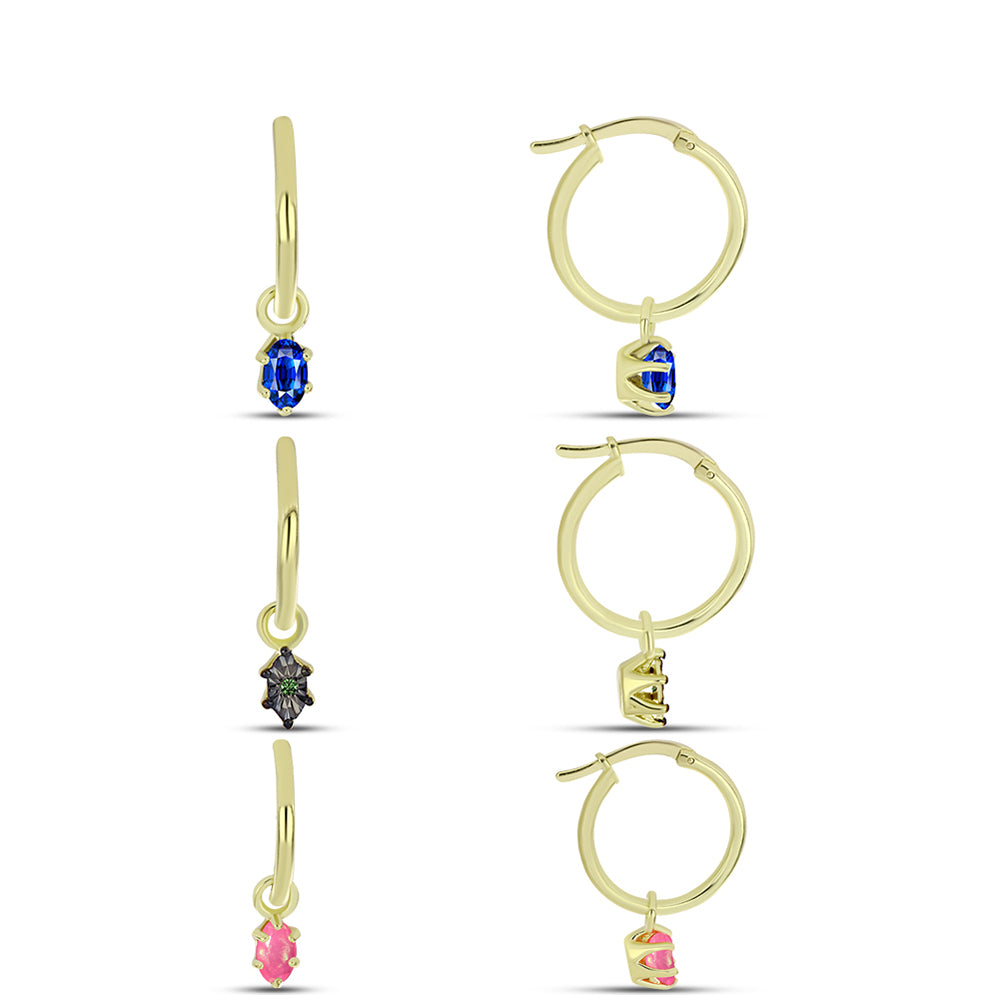 Set din Argint 925 Placat cu Aur ( 2.59 grame ) cu Safir Albastru Australian și Opal Lega Dembi Roz 1.05 Carate ( Cercei ) 1 