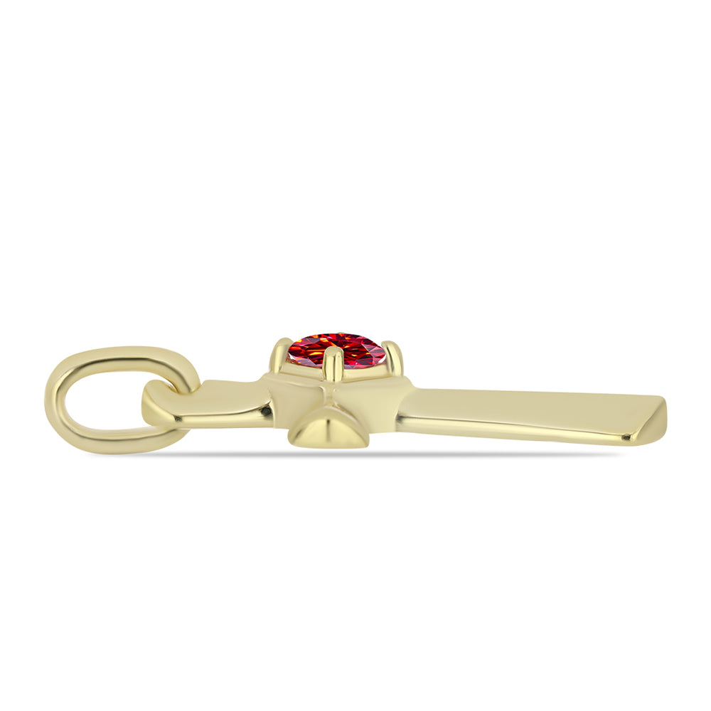 Cruce Pandantiv din Argint 925 Placat cu Aur ( 1.68 grame ) cu Moissanite Roșu Majestic 0.31 Carate 2 