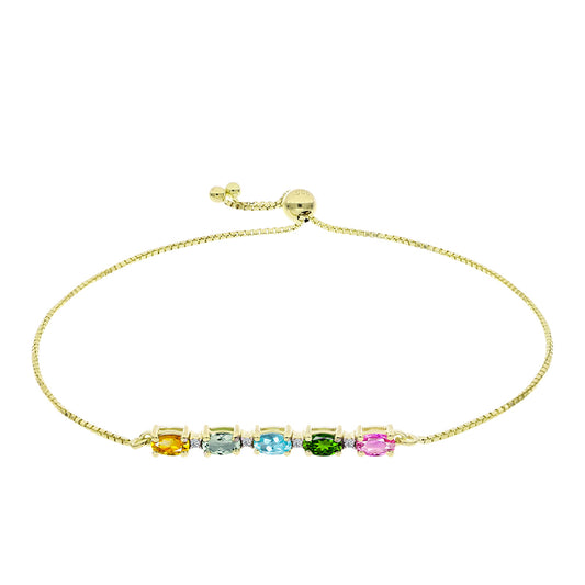 Brățară din Argint 925 Placat cu Aur ( 3.53 grame ) cu Turmalină Chakra și Topaz Alb 1.29 Carate