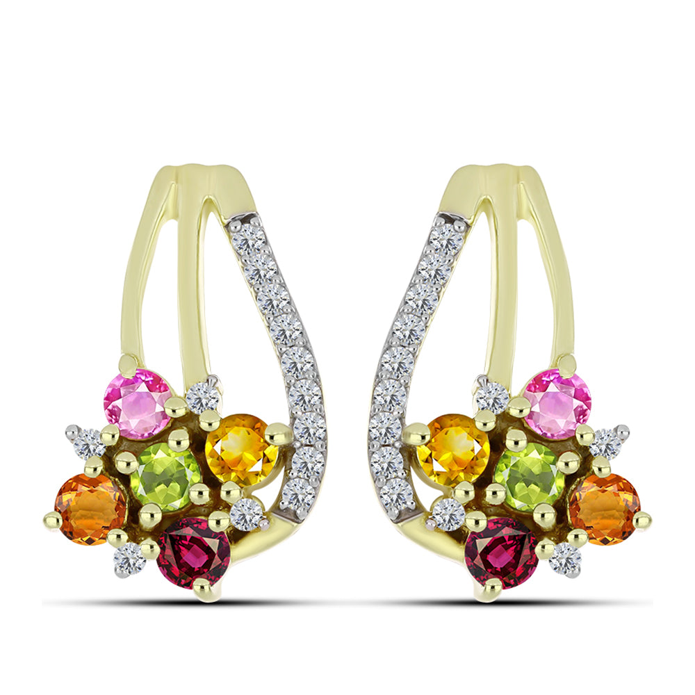 Cercei din Argint 925 Placat cu Aur ( 3.93 grame ) cu Turmalină Chakra și Topaz Alb 1.1 Carate 1 