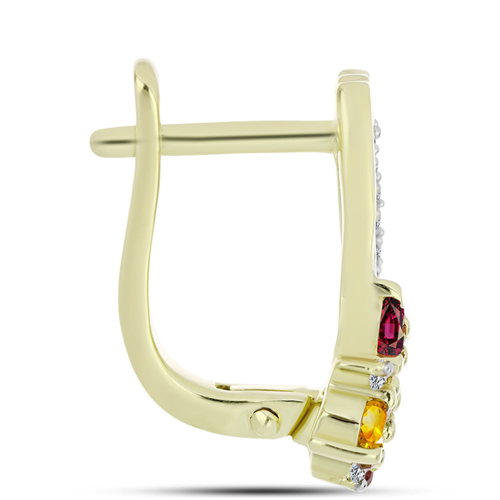 Cercei din Argint 925 Placat cu Aur ( 3.93 grame ) cu Turmalină Chakra și Topaz Alb 1.1 Carate 2 