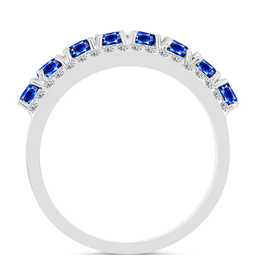 Inel din Argint 925 ( 2.78 grame ) cu Safir Albastru Australian și Topaz Alb 1.58 Carate 2 