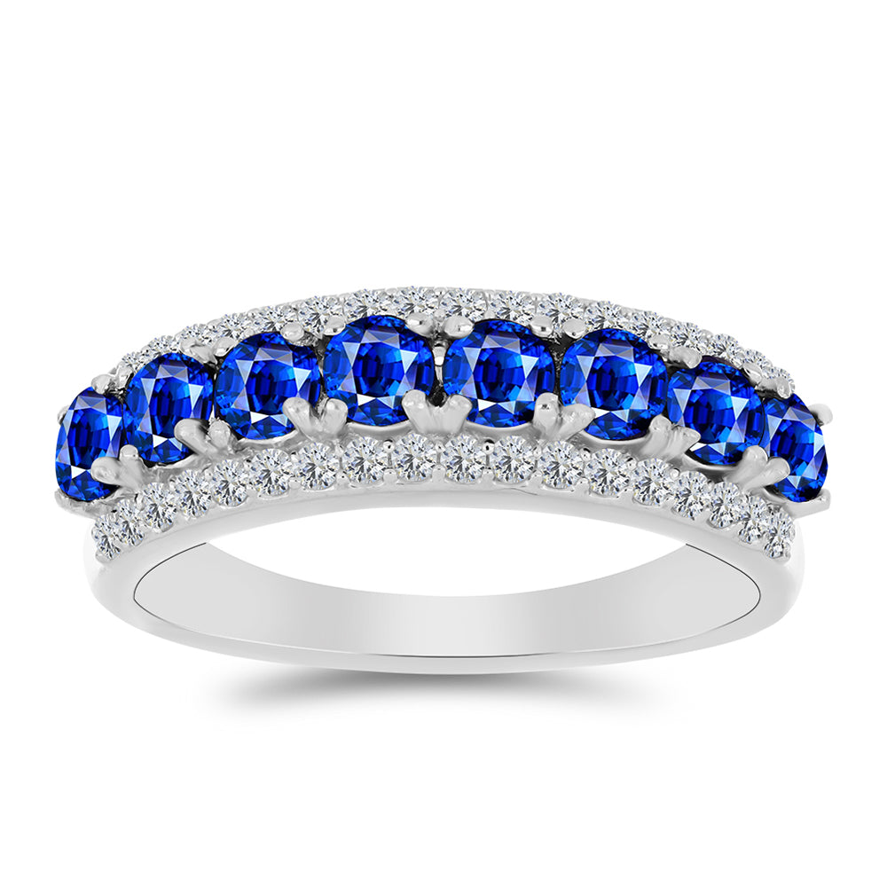 Inel din Argint 925 ( 2.78 grame ) cu Safir Albastru Australian și Topaz Alb 1.58 Carate 3 