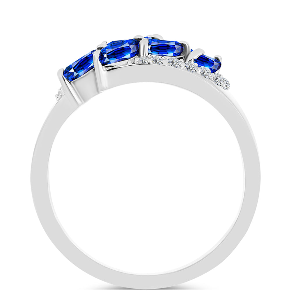 Inel din Argint 925 ( 3.63 grame ) cu Safir Albastru Australian și Topaz Alb 1.6 Carate 2 