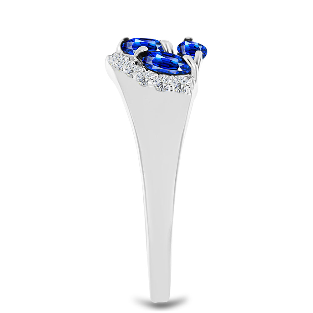 Inel din Argint 925 ( 3.63 grame ) cu Safir Albastru Australian și Topaz Alb 1.6 Carate