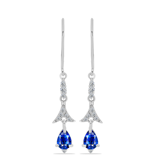Cercei din Argint 925 ( 1.94 grame ) cu Safir Albastru Australian și Topaz Alb 1.34 Carate