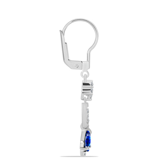 Cercei din Argint 925 ( 1.94 grame ) cu Safir Albastru Australian și Topaz Alb 1.34 Carate