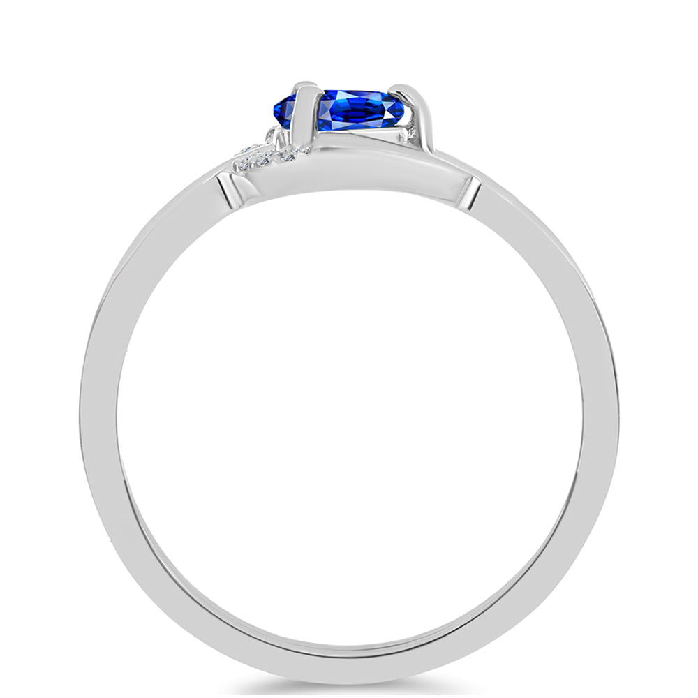 Inel din Argint 925 ( 1.74 grame ) cu Safir Albastru Australian și Topaz Alb 0.36 Carate