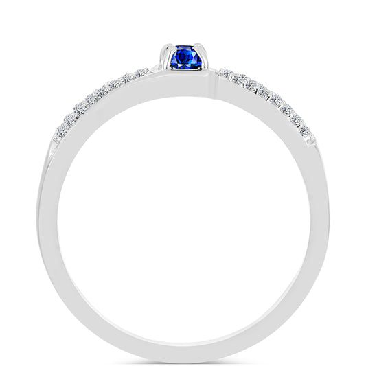 Inel din Argint 925 ( 2.16 grame ) cu Safir Albastru Australian și Topaz Alb 0.47 Carate