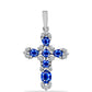 Cruce Pandantiv din Argint 925 ( 1.87 grame ) cu Safir Albastru Australian și Topaz Alb 1.79 Carate