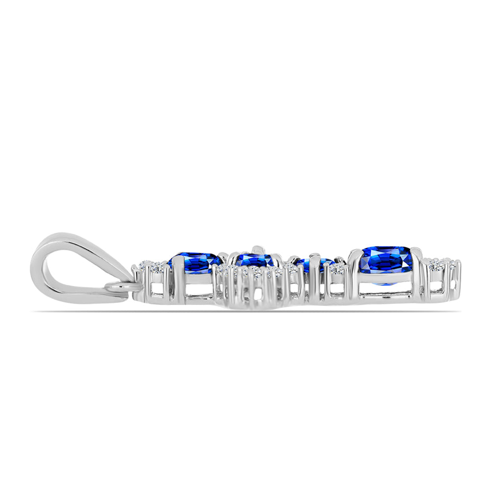 Cruce Pandantiv din Argint 925 ( 1.87 grame ) cu Safir Albastru Australian și Topaz Alb 1.79 Carate 2 